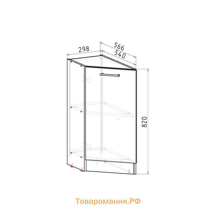 Шкаф напольный Кира 300х600х850 завершающий левый закрытый венге/Квадро шимо темный/малага