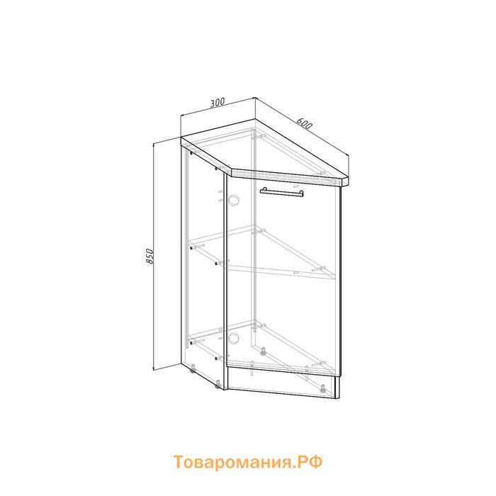 Шкаф напольный Кира 300х600х850 завершающий левый закрытый венге/Квадро шимо темный/малага