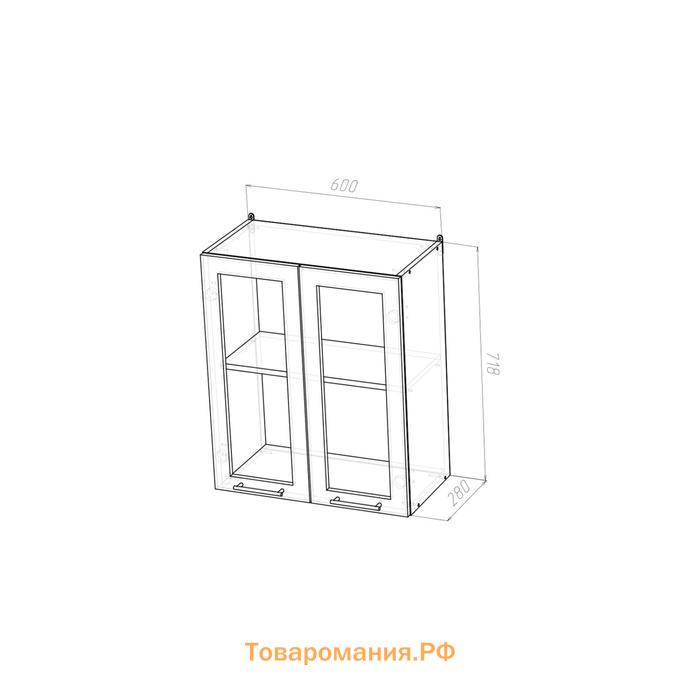 Шкаф навесной Кира 600х300х720 2 дверцы со стеклом  венге/Квадро шимо темный