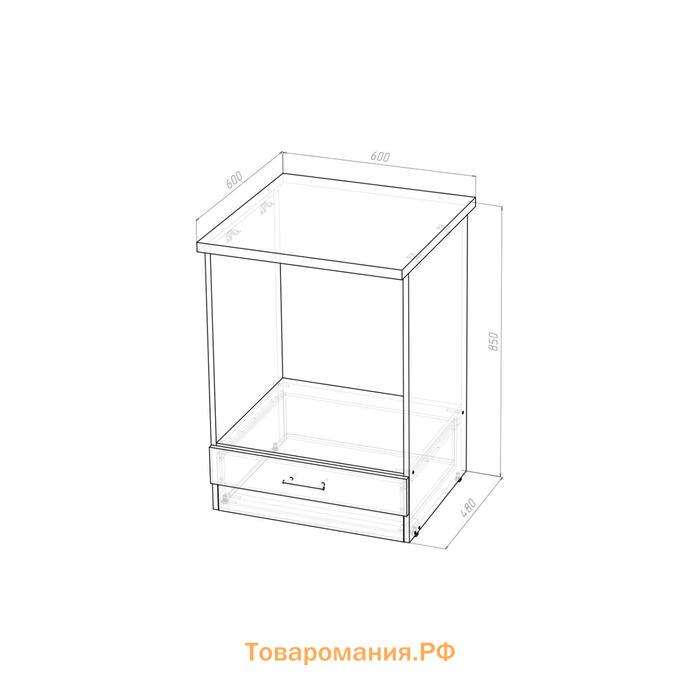 Шкаф напольный Лира 600х600х850 под духовой шкаф  белый/Квадро шимо светлый/малага