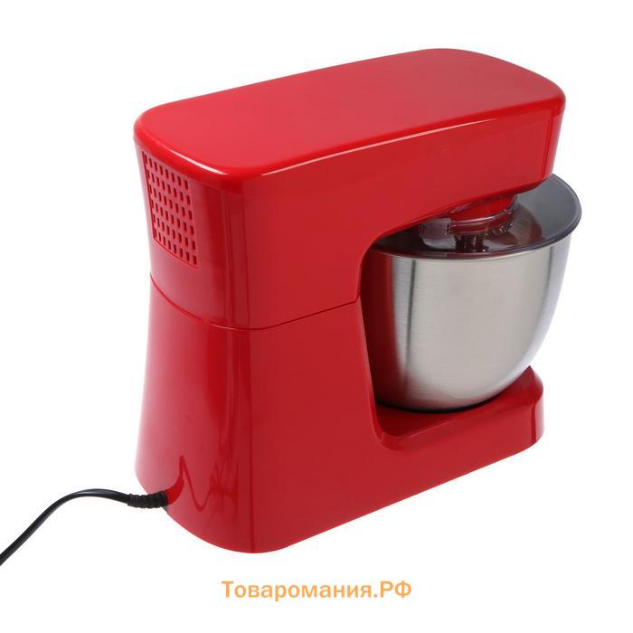 Миксер Sakura SA-6327R, планетарный, 1000 Вт, 3.5 л, 6 скоростей, 3 насадки, красный