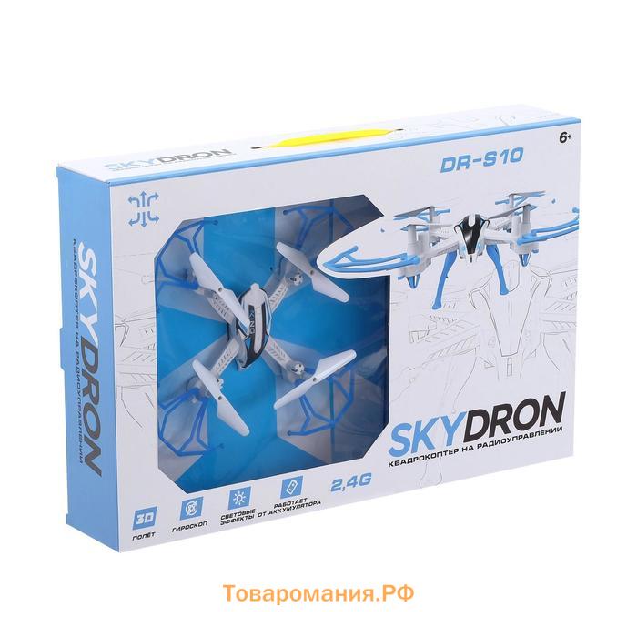 Квадрокоптер радиоуправляемый SKYDRONE, работает от аккумулятора, цвет красный