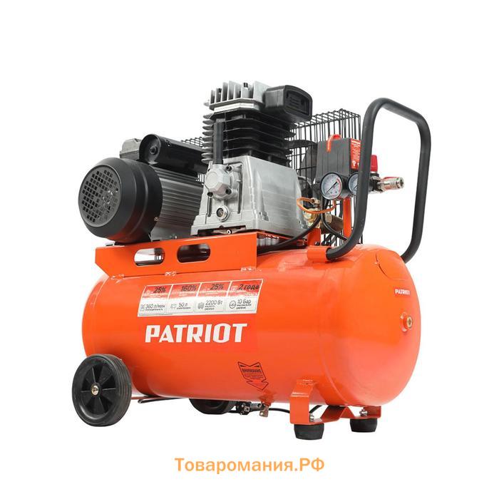 Компрессор поршневой ременной Patriot PTR50-360I, 2200 Вт, 10 бар, 360 л/мин, 50 л, "елочка"