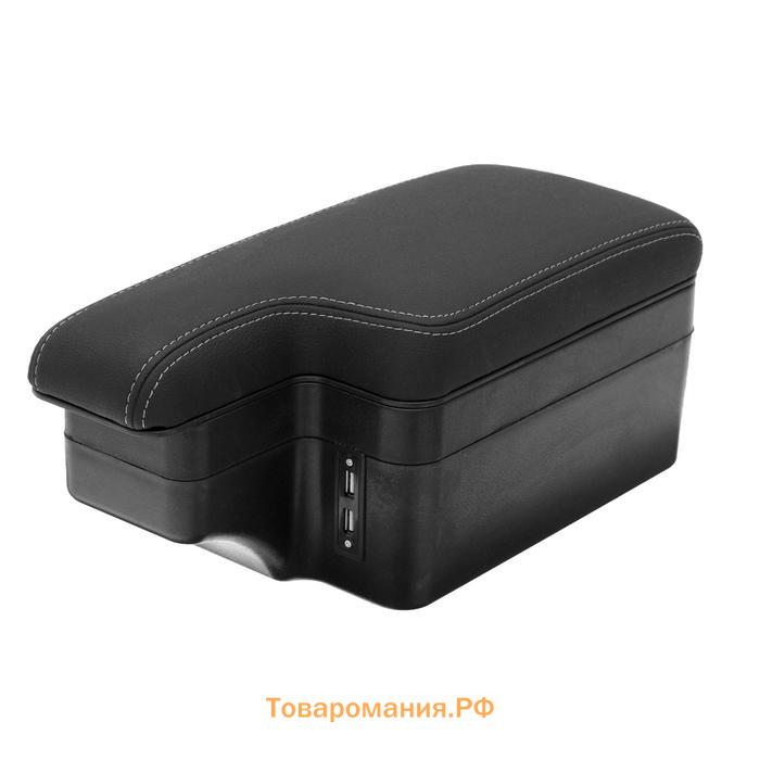 Подлокотник, PU кожа, чёрный, 5 портов usb, провод USB 1м в комплекте