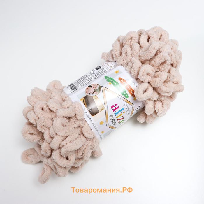 Плюшевая пряжа для вязания руками ALIZE, Puffy, 100 % микрополиэстер, 9 м/100 г, (599 слоновая кость)