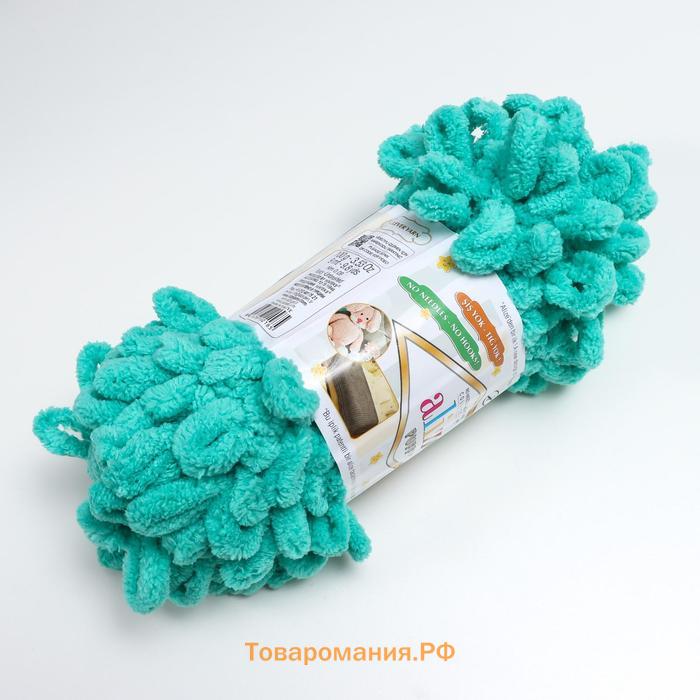 Плюшевая пряжа для вязания руками ALIZE, Puffy, 100% микрополиэстер, 9 м/100 г, (741 мята)