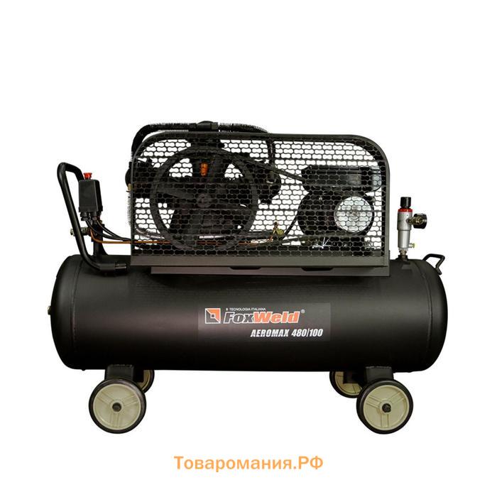 Компрессор маслянный ременной FoxWeld AEROMAX 480/100, 230 В, 2.2 кВт, 480 л/мин, 8 бар