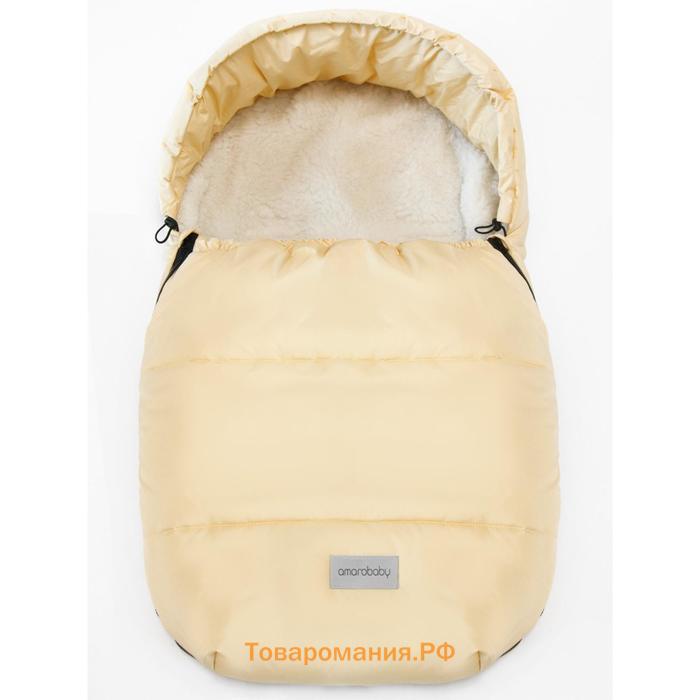 Конверт зимний меховой AmaroBaby Snowy Travel, цвет песочный, 85 см