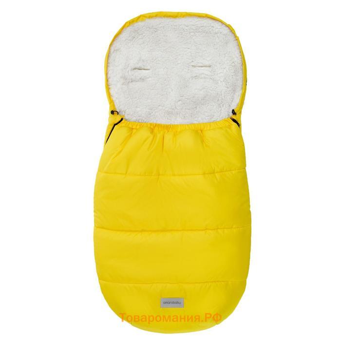 Конверт зимний меховой AmaroBaby Snowy Travel, цвет жёлтый, 105 см