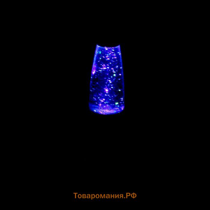 Светильник "Голубая ракета" LED, лава, блёстки, от батареек 3хLR44 19 см RISALUX