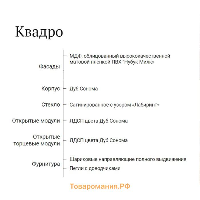 Шкаф навесной под посудосушитель Квадро 600х310х720, Дуб сонома/Нубук Милк