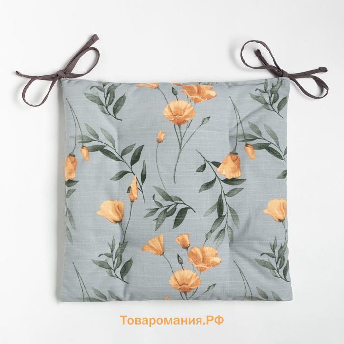 Подушка на стул  Yellow poppies 42х42 см, 100% хл, репс 210 г/м2