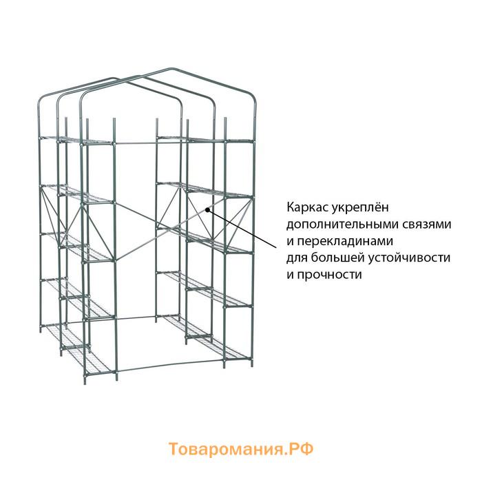 Парник-стеллаж, 20 полок, 191 × 114 × 124 см, металлический каркас d = 16 мм, чехол плёнка 100 мкм