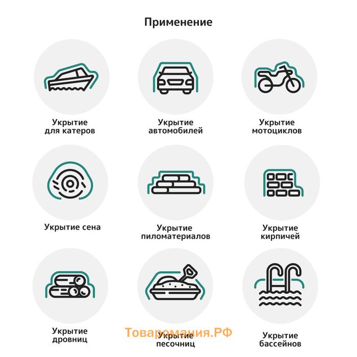 Тент защитный, 8 × 4 м, плотность 60 г/м², УФ, люверсы шаг 1 м, тарпаулин, УФ, синий