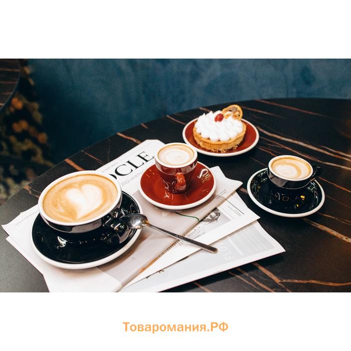 Кофейная пара Magistro Coffee time, чашка 300 мл, блюдце d=15,5 см, фарфор, чёрная