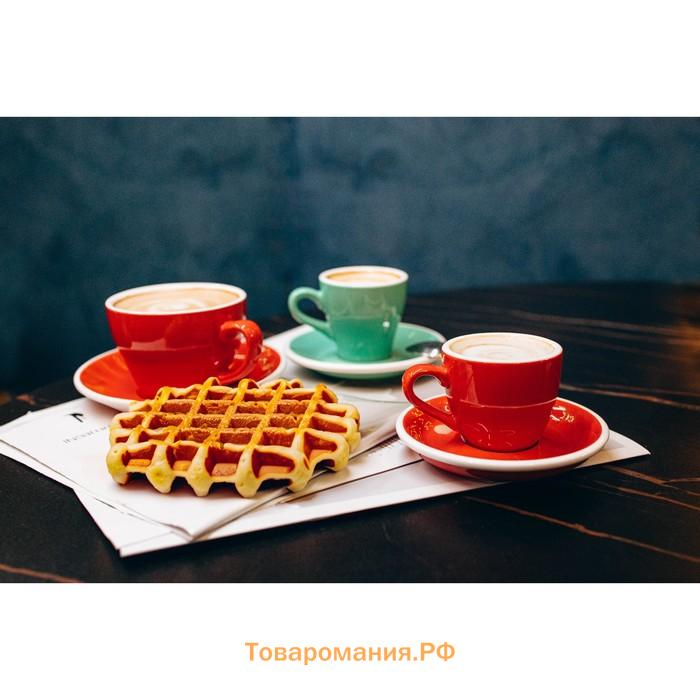 Кофейная пара Magistro Coffee time, чашка 200 мл, блюдце d=14,5 см, фарфор, красная