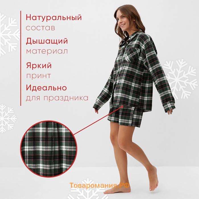 Пижама женская (рубашка и шорты) KAFTAN размер 44-46, зелёный