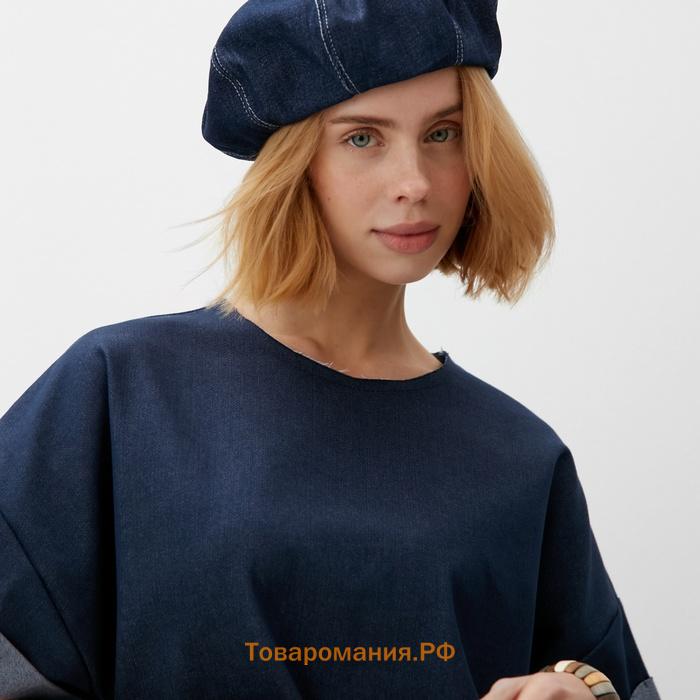 Футболка женская оверсайз MINAKU: Jeans Collection  цвет синий, р-р 42