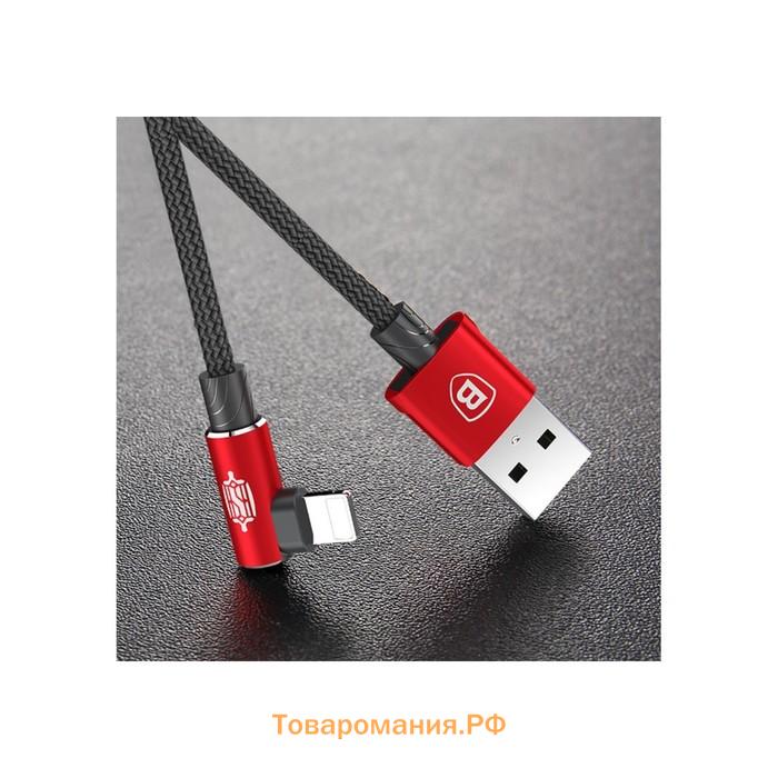 Кабель Baseus, MVP Elbow Type, Lightning - USB, 2 А, 1 м, угловой, красный