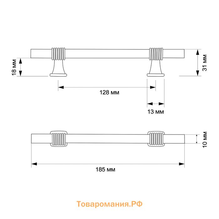 Ручка-скоба CAPPIO PK117, м/о 128 мм, цвет белый/золото