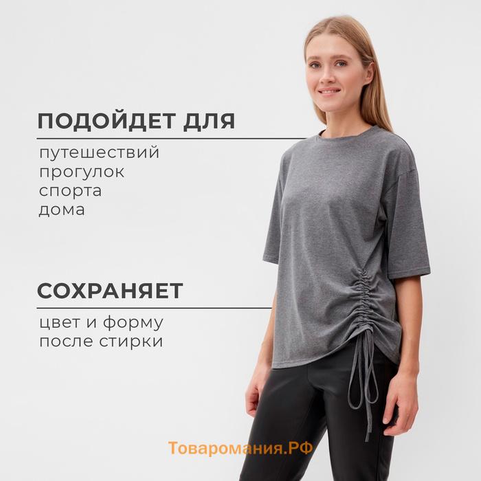 Футболка женская с кулиской MINAKU REGULAR FIT: цвет серый, р-р 42