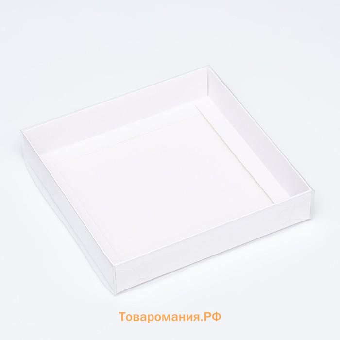 Коробка сборная, белая с PVC крышкой, 16 х 16 х 3 см