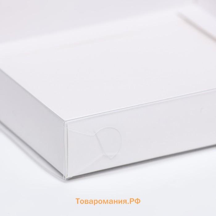 Коробка сборная, белая с PVC крышкой, 16 х 16 х 3 см