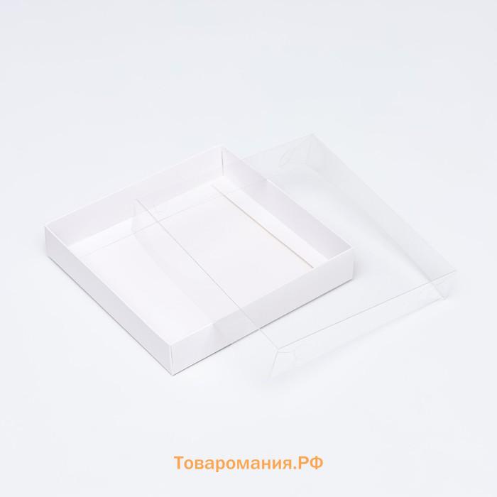 Коробка сборная, белая с PVC крышкой, 16 х 16 х 3 см