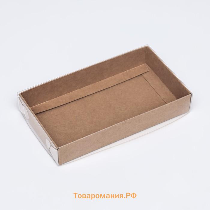 Кондитерская упаковка, крафт с PVC крышкой, 18 х 10 х 3 см