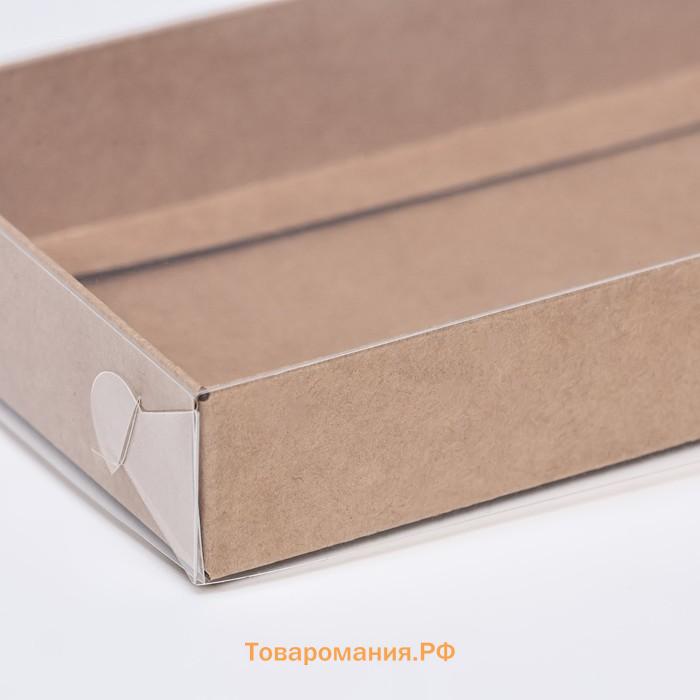 Кондитерская упаковка, крафт с PVC крышкой, 18 х 10 х 3 см