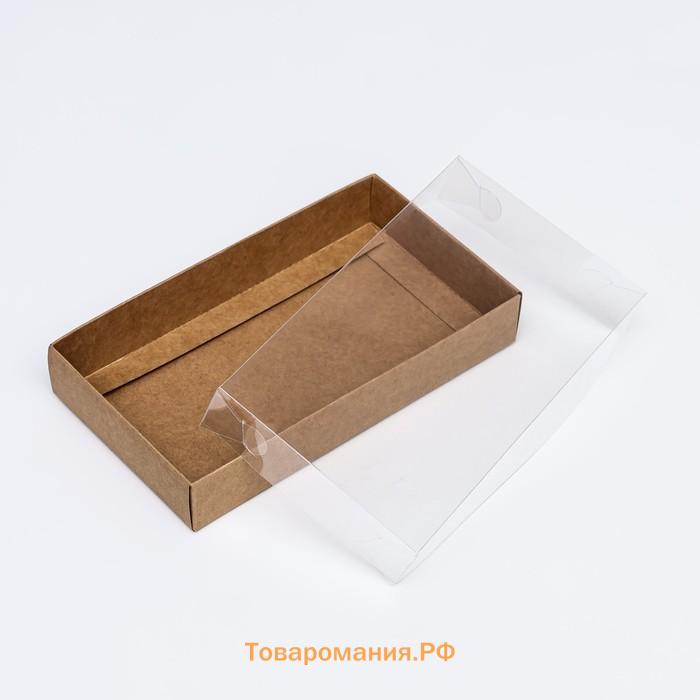 Кондитерская упаковка, крафт с PVC крышкой, 18 х 10 х 3 см