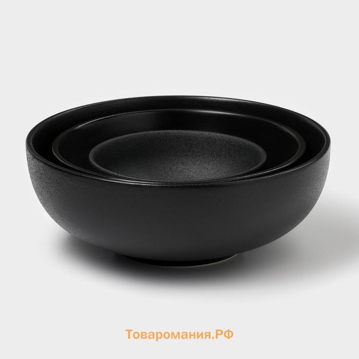 Салатинки Magistro Carbon, 250/650/1,2 л, d=11/16/19,5 см, набор 3 шт, керамика, чёрные