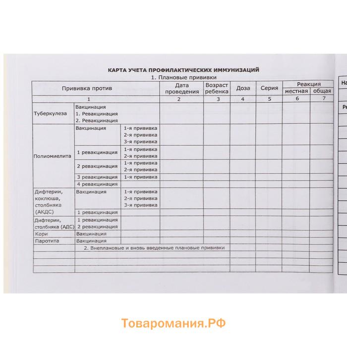 Медицинская карта ребёнка "Соня", форма №112/у, 40 листов