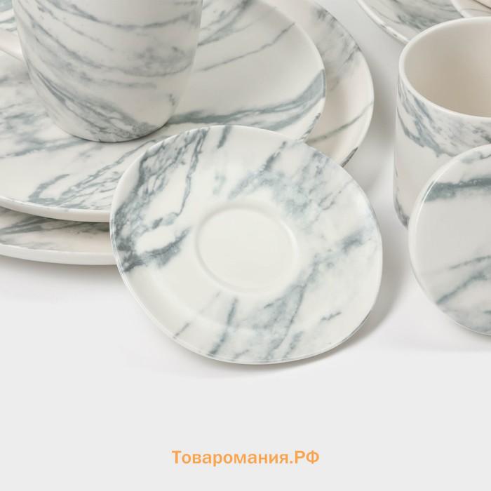 Тарелки глубокие Magistro Real Marble, 800 мл, 21×4,7 см, набор 2 шт, фарфор, белые