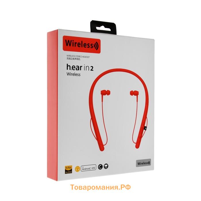 Наушники спортивные WI-H700, беспроводные, вакуумные, ВТ 4.2, микрофон, 100 мАч, красные