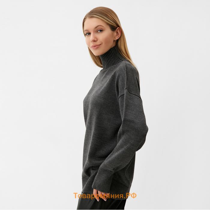 Джемпер вязаный женский MINAKU: Knitwear collection цвет антрацит, р-р 42-44