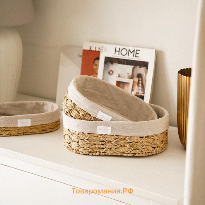 Корзины для хранения SL Home, плетёные, ручной работы, 3 шт: 26×16×7 см, 28×20×10 см, 34×24×11 см