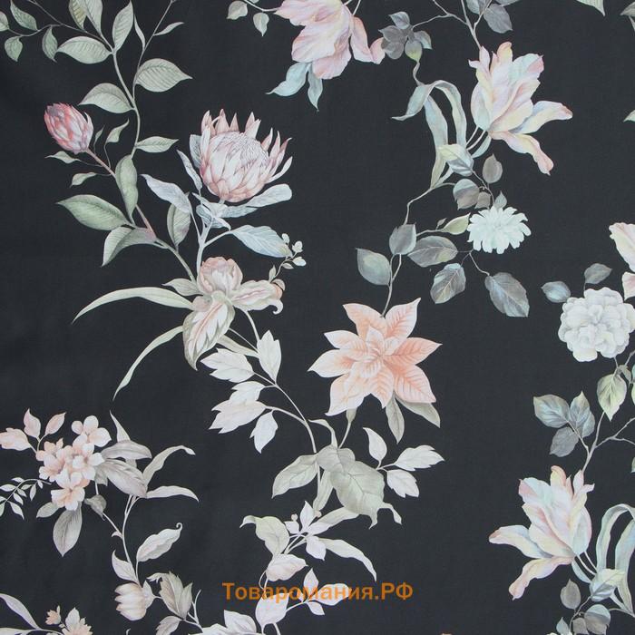 Постельное бельё  1,5 сп Black flowers, 143х215 см, 150х214 см, 50х70 см -2 шт, мако-сатин 114г/м2