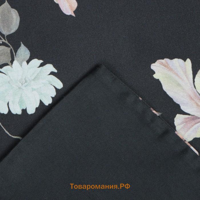 Постельное бельё  1,5 сп Black flowers, 143х215 см, 150х214 см, 50х70 см -2 шт, мако-сатин 114г/м2