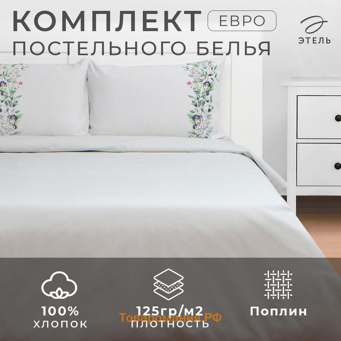 Постельное бельё  евро Flower strip(вид 2) 200 х217 см, 220х240 см, 50х70 см -2 шт, поплин