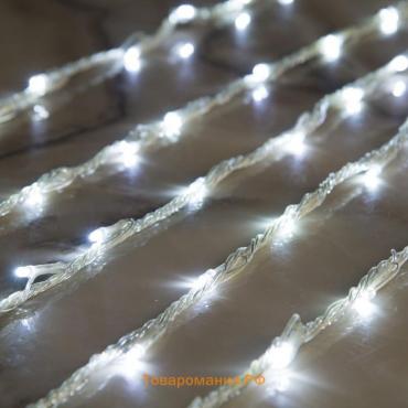 Гирлянда «Водопад» 2 × 6 м, IP44, УМС, прозрачная нить, 1500 LED, свечение белое, 8 режимов, 220 В