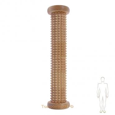Массажёр для ног «Валик», деревянный, с шипами, d = 5,5 × 24 см