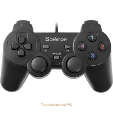 Геймпад Defender Omega USB, проводной, вибрация, для PC, USB, черный