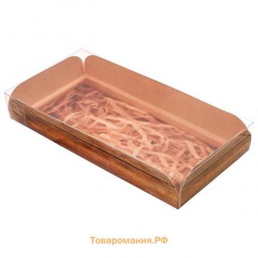 Коробка для печенья, кондитерская упаковка с PVC крышкой, Hand made, 10.5 х 21 х 3 см