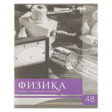 Тетрадь предметная Calligrata "Чёрное-белое", 48 листов в клетку Физика, со справочным материалом, обложка мелованная бумага, блок №2, белизна 75% (серые листы)