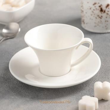 Кофейная пара фарфоровая Wilmax, 2 предмета: кружка 100 мл, блюдце d=13 см, цвет белый
