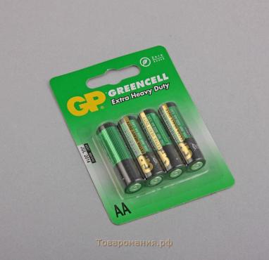 Батарейка солевая GP Greencell Extra Heavy Duty, AA, R6-4BL, 1.5В, блистер, 4 шт.