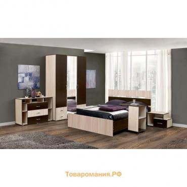 Спальня «Венеция 10», кровать 140 × 200 см, шкаф 3-х дверный, 2 тумбочки, комод, столик