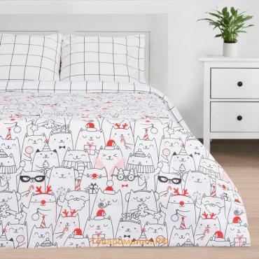 Новый год. Постельное белье  1.5 сп Xmas cat 143*215 см, 150*214 см, 70*70 см - 2 шт