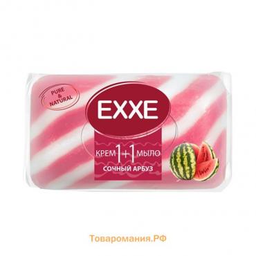 Крем+мыло Exxe 1+1 "Нежный пион" розовое полосатое, 80 г